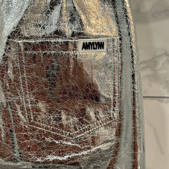 AMYLYNN LUPE SILVER TEXTURED METALLIC TROUSER SIZE 4 - Picture 4 of 11